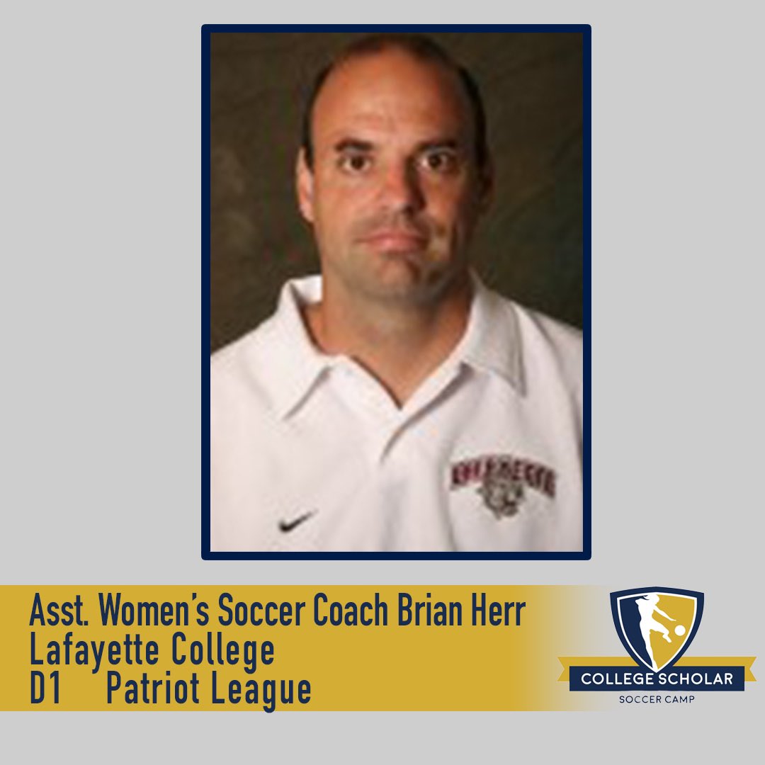 cssoccercamp's tweet photo. Brian Herr is an assistant coach with Lafayette College Women’s Soccer, a NCAA Division 1 institution, competing in the Patriot League. Coach Herr has been part of the Lafayette program for 16 years! We look forward to seeing Coach Herr at camp this summer! #cssc22 #soccercamp https://t.co/iEZdKEEeUY