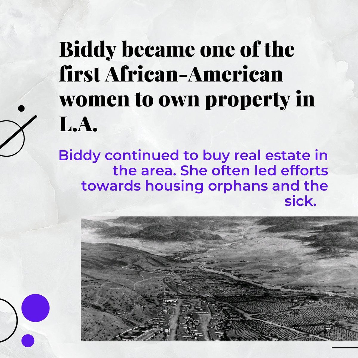 TimiosInc's tweet photo. After being freed from slavery in the late 1800s, Biddy Mason began saving up. Soon enough, she bought Spring Street, a piece of property in Los Angeles for $250.

She died as one of the wealthiest women in the area.

#Womenshistorymonth #BiddyMason #Realestate $IDEX https://t.co/P9Nffrqo97