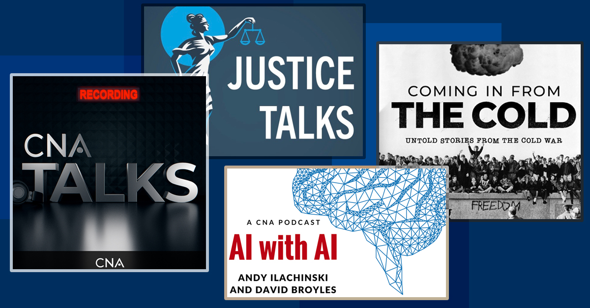 CNA_org's tweet photo. No joke: We've got four podcasts covering a wide range of #natsec issues and news: 
#CNATalks ✔️
#AIwithAI ✔️
#JusticeTalks ✔️
#ComingInFromTheCold ✔️

Catch up on the latest episodes here or wherever you get your #podcasts: 
https://t.co/AVxaejKrwZ https://t.co/A2CHWauCcg