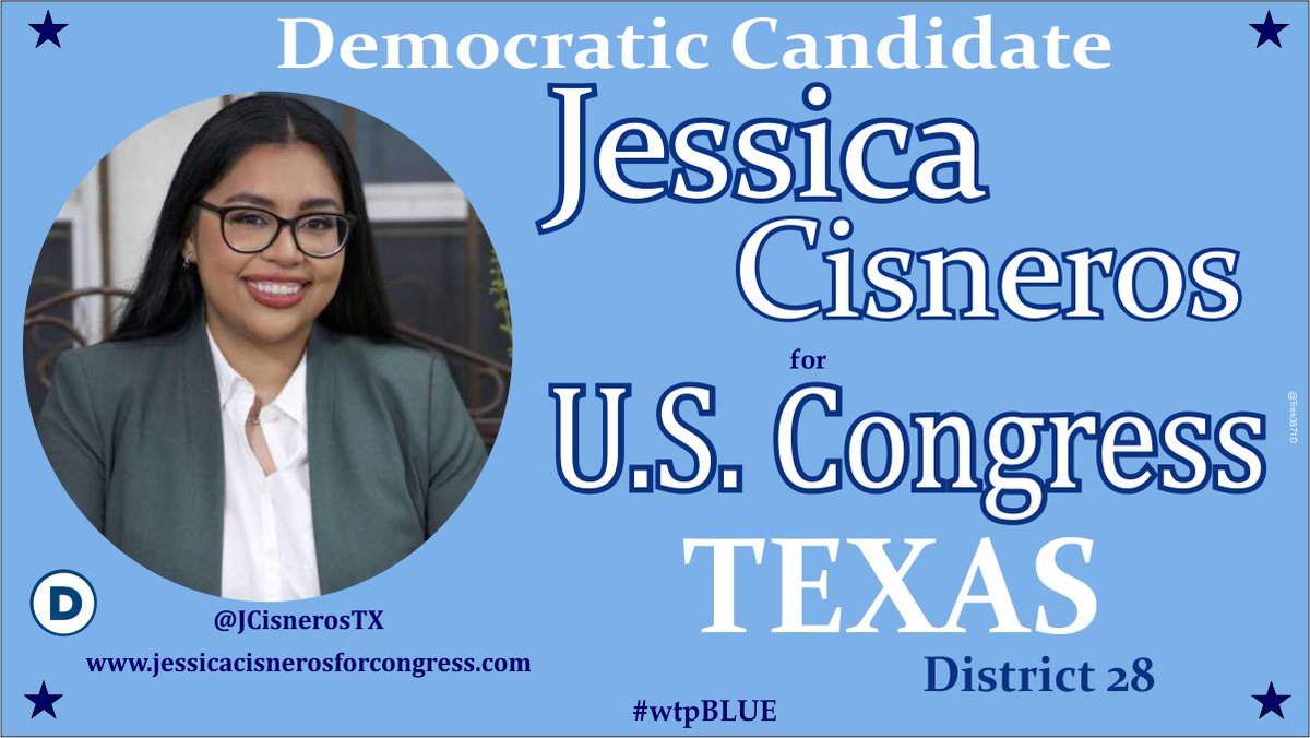 Jessica Cisneros @JCisnerosTX is a proud Mexican-American immigration and human rights attorney running for Congress #TX28 to fight for working families jessicacisnerosforcongress.com

Her opponent HenryCuellar has done nothing but accept shady $$ for decades

VOTE for Jessica

#wtpBLUE