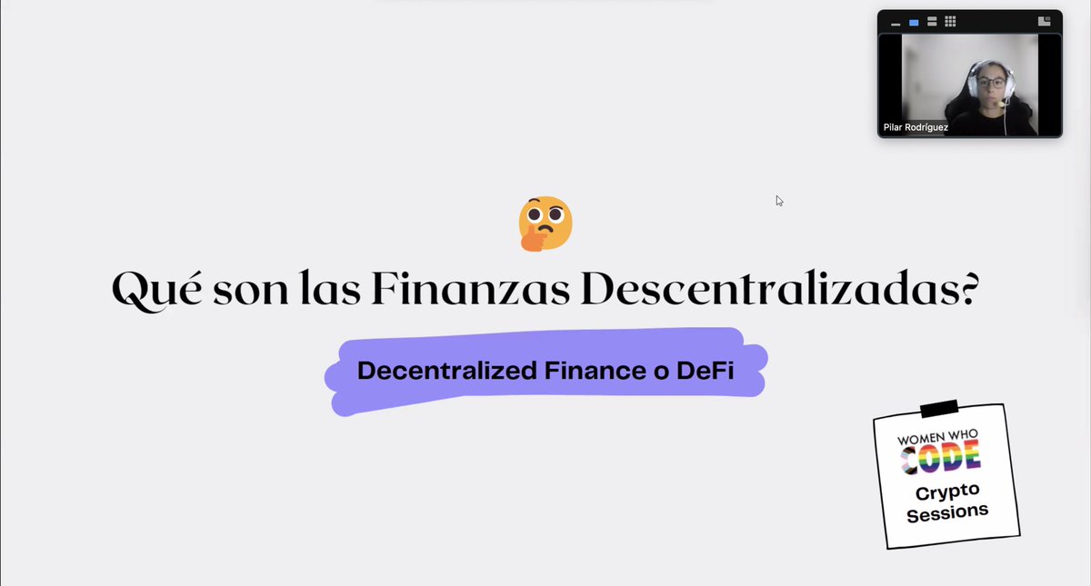 wwcodeba's tweet photo. Ya comenzó la #Semana3 de las #CryptoSessions con @rrodriguezpilar ✨ https://t.co/hIXmeCwgcq