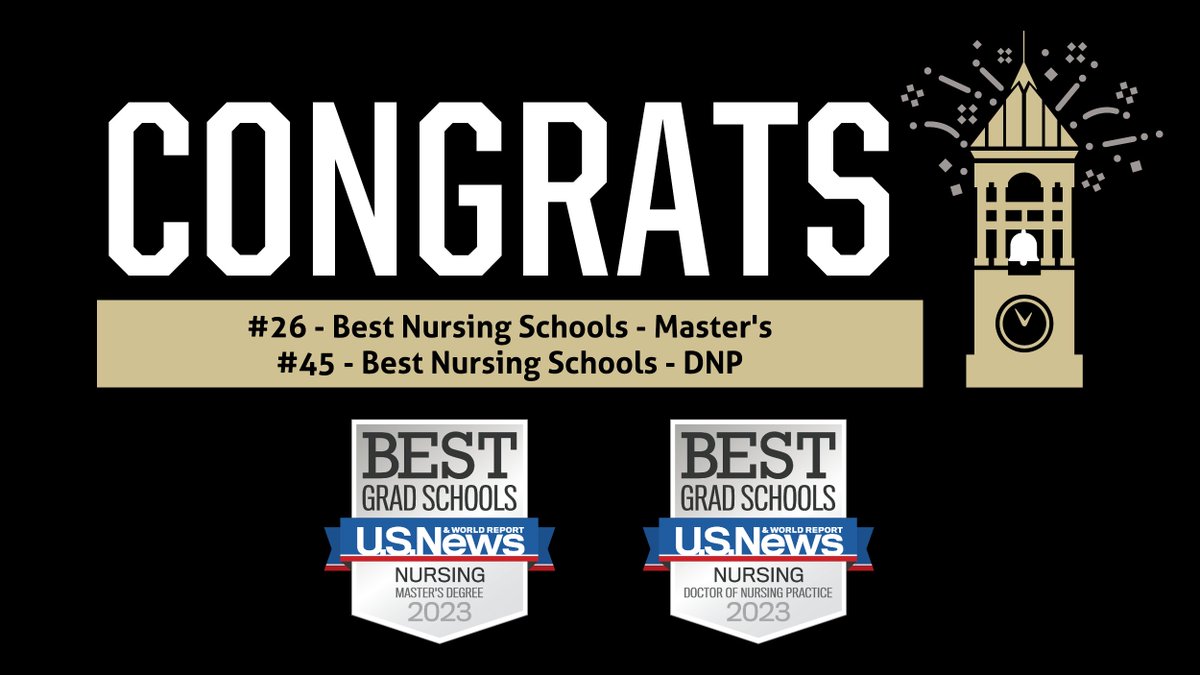 PurdueNurses's tweet image. The 2023 list of Best Grad Schools is here and we’re proud to announce that we’re No. 26 for our Master’s Degree in Nursing (up from No. 31 last year) and No. 45 for our DNP program (up from 65 last year)! 
#Nursing #BestGradSchools #PurdueNursing