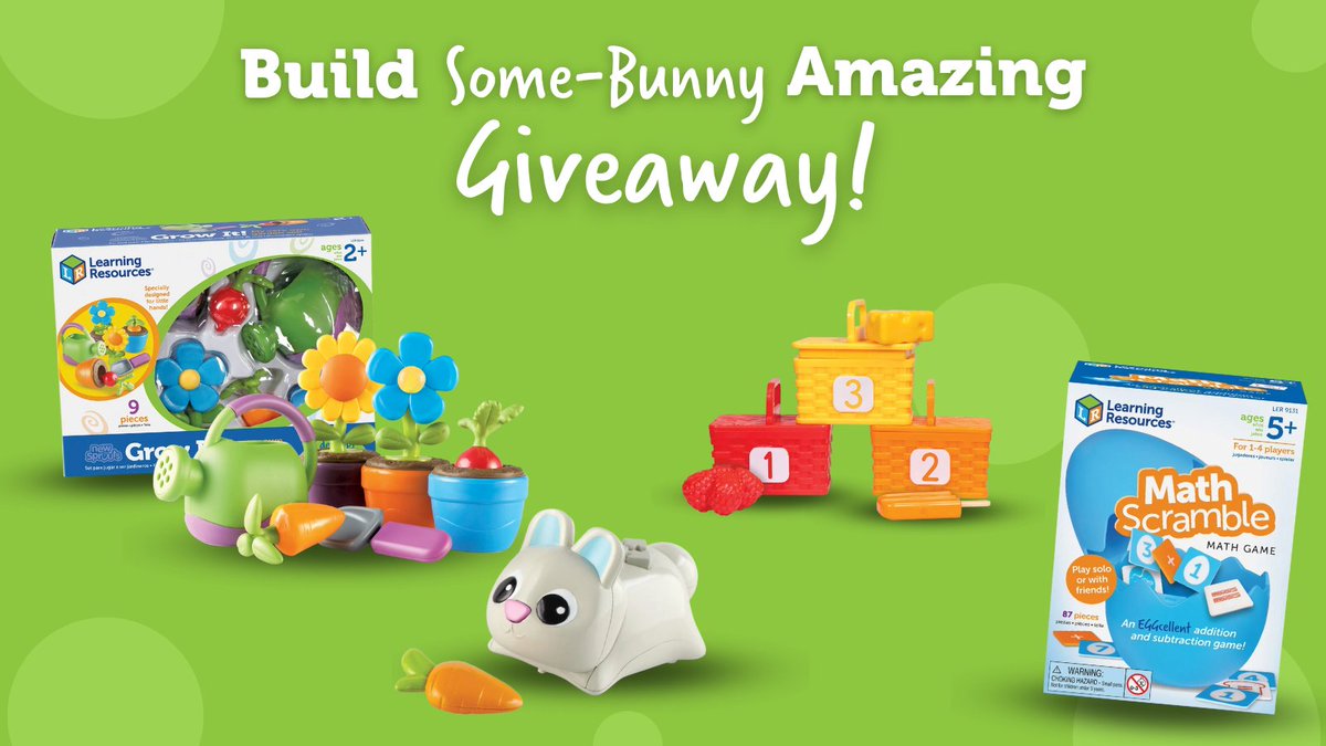 LearningHandsOn's tweet image. Build Some-Bunny Amazing Giveaway! One lucky will win this Easter prize pack full of play opportunities. Here’s how to enter:
🐰  Follow @LearningHandsOn 
🐰  Like this post
🐰  Tag a friend in the comments; each comment is an entry!
#Easter #Sweepstakes #Giveaway