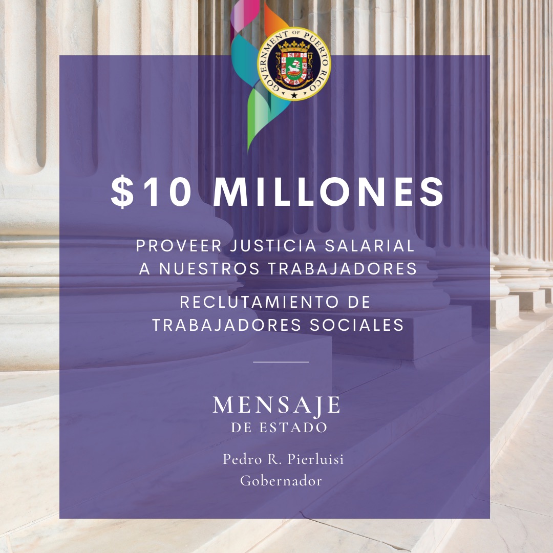 Agradecemos <a href="/GovPierluisi/">Gobernador Pierluisi</a> la asignación de $10 millones al @DeptoFamiliaPR para proveer justicia salarial a nuestros compañeros en el DF y culminar el reclutamiento necesario que redunda en mejores servicios a las familias asistidas. #MensajeDeEstado #GobiernoDeResultados