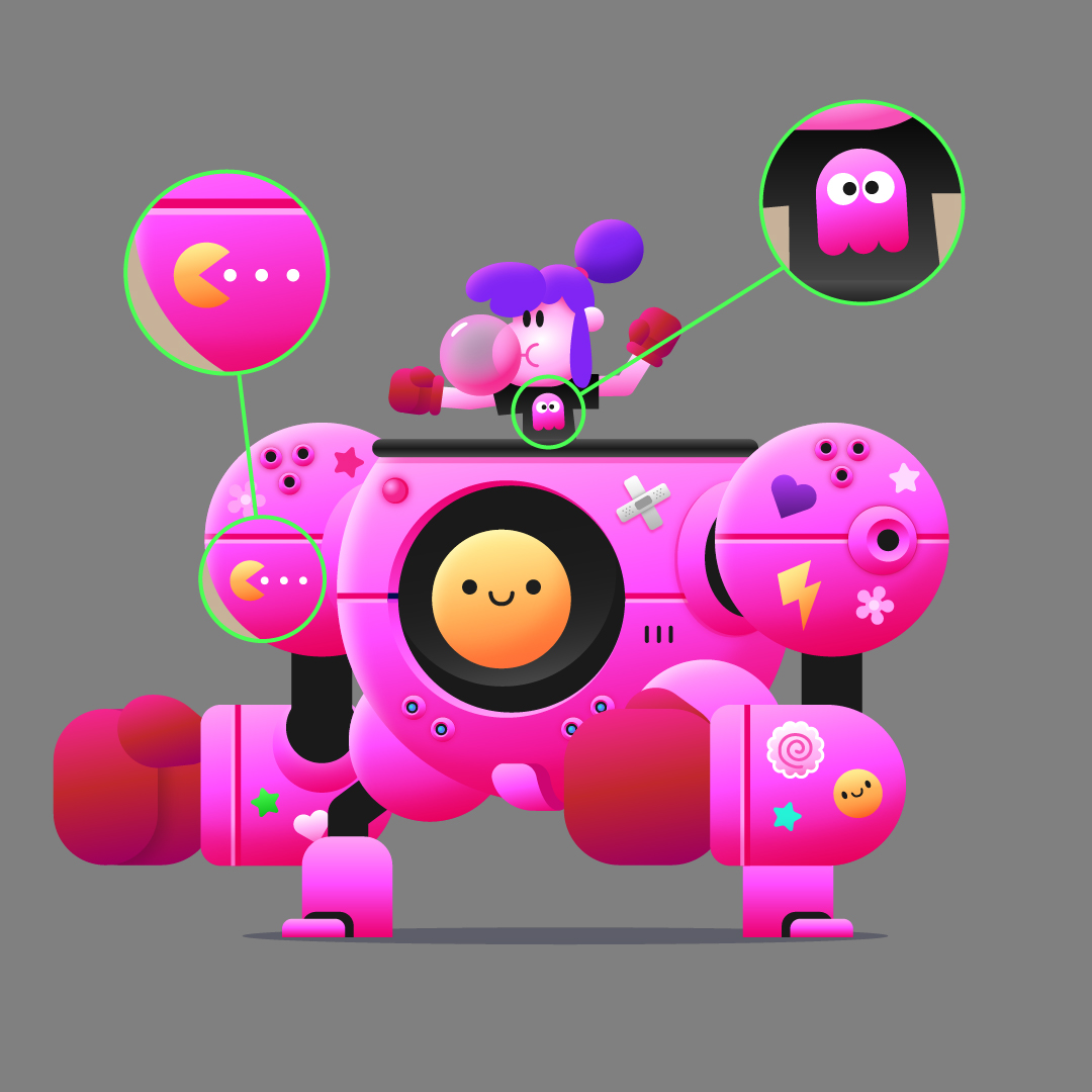 Kibatsu_Mecha's tweet photo. After many post-launch meetings (&amp; more to come 😅), &amp; seemingly never-ending backend logistics, I've finally got some time to create again. Excited about some fun things coming, but I can't share just yet! In the meantime here's an early unused design direction for Pinky! 🥊🤝😇 https://t.co/lZqjc7YYNN