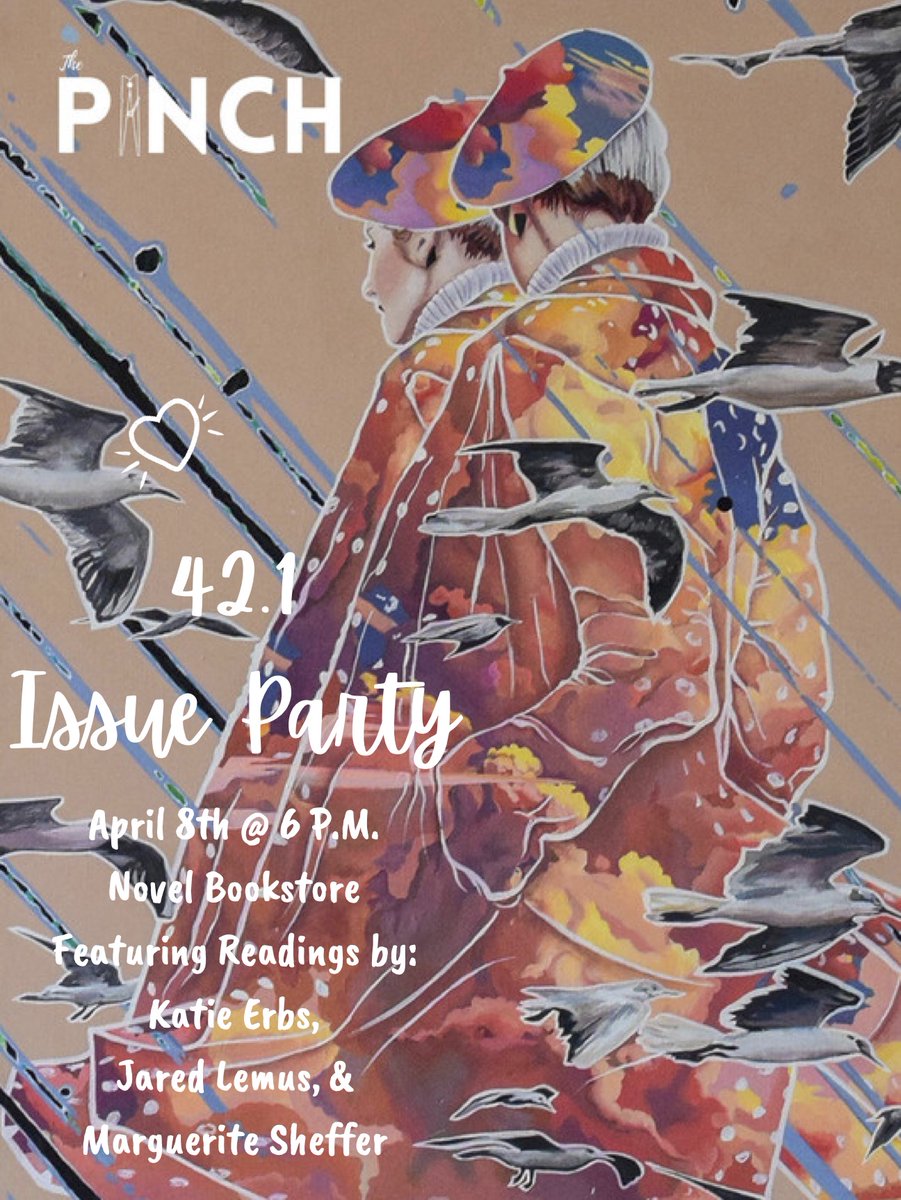 pinchjournal's tweet photo. We'd love for you to join us on April 8th for a party at @novelmemphis to celebrate the release of issue 42.1! 

We'll have an amazing lineup of writers reading their work from the journal, food, and drinks! https://t.co/oWX2uJtXIW