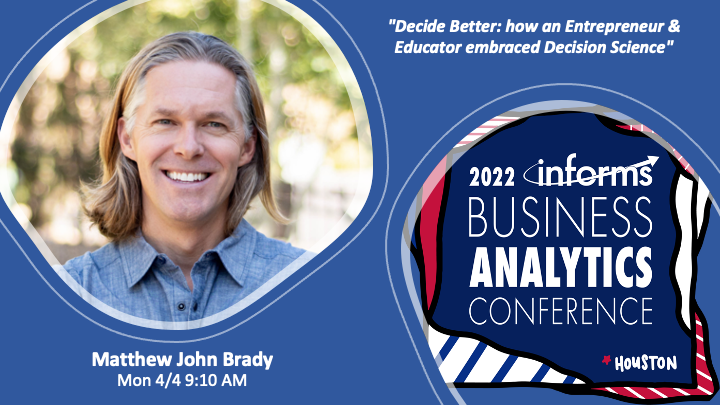 _mattbrady's tweet photo. Honored to be among the distinguished speakers at the @INFORMS #2022Analytics conference taking place Apr 3-5, 2022. For those attending, be sure to catch my session for insights and use cases from @VolleySolutions customers to @CUBoulder. Learn more at: https://t.co/99JjXVHgdw https://t.co/HhPbKXVIIf