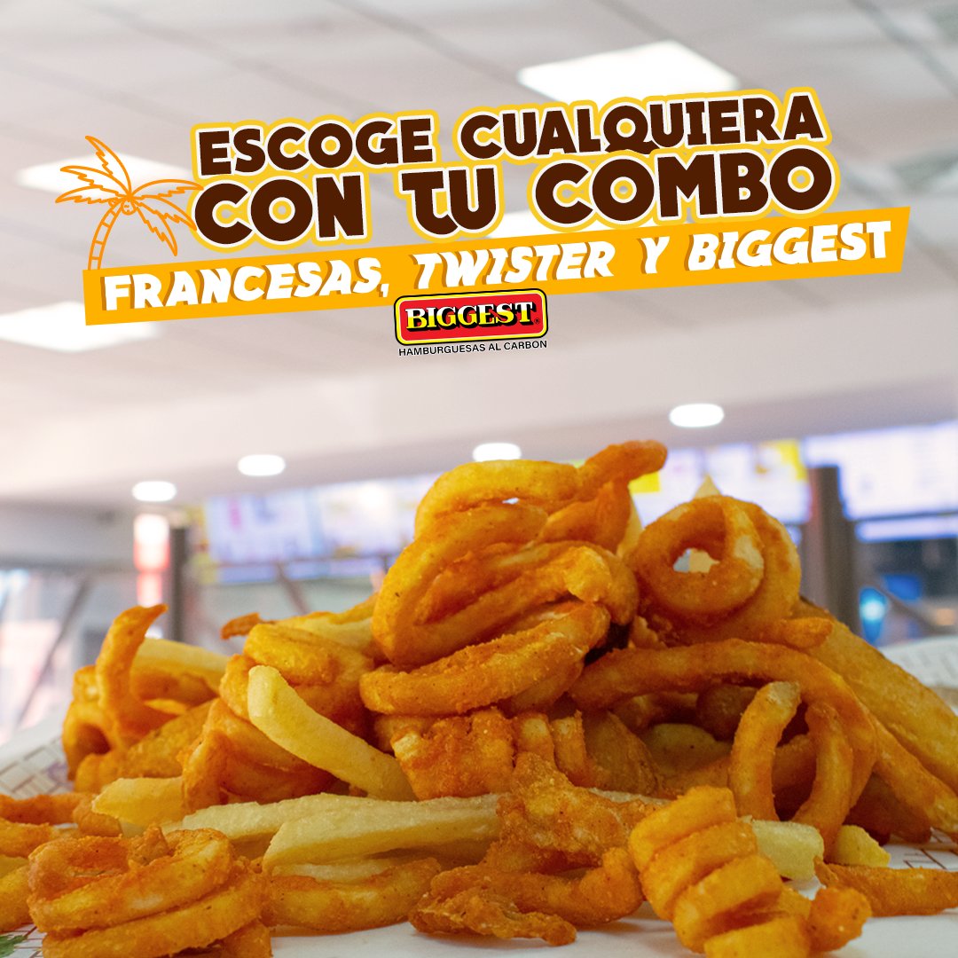 biggestsv's tweet photo. 🍟Disfruta las mejores papas fritas en Biggest y escoge entre nuestras tres variedades: Francesas, Twister y Biggest.
.
.
#ElSalvador #SantaTecla #SanSalvador https://t.co/4acWAqrwsq