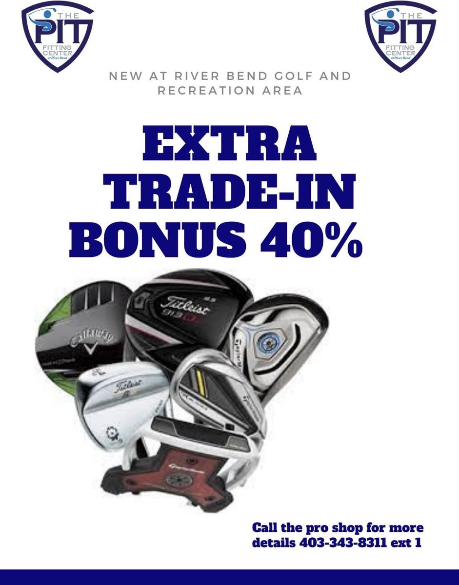The Pit Fitting Center (@rbpitfitting) on Twitter photo Only 2 weeks left to take advantage of the outstanding club trade in program we have going here <a href="/riverbend/">River Bend News and Updates (Tweets)</a>! Why wait and get some new sticks before opening day!
Trade in your clubs and get a free fitting by one of our Expert Club Fitting staff.
#golf #riverbend #Clubs Only 2 weeks left to take advantage of the outstanding club trade in program we have going here <a href="/riverbend/">River Bend News and Updates (Tweets)</a>! Why wait and get some new sticks before opening day!
Trade in your clubs and get a free fitting by one of our Expert Club Fitting staff.
#golf #riverbend #Clubs