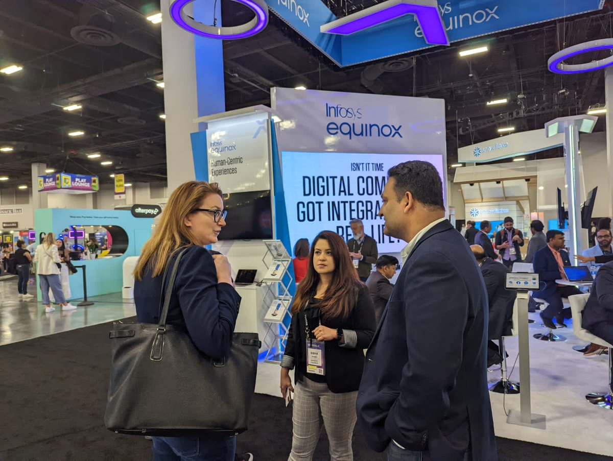infosysequinox's tweet photo. Lots of interesting conversations happening at booth #7070 around how you can make commerce human. Meet our experts to understand how you can embark on your #HumanCentricCommerce journey. #shoptalk2022 https://t.co/Pc2cC6QAZD