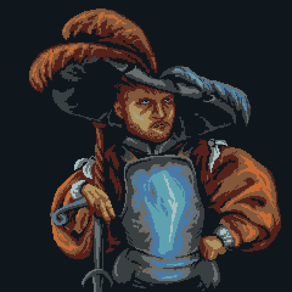 ollulf's tweet photo. Just did my first portrait of me as a mercenary in the style of #loophero 
Thanks for the awesome palette! ❤️ #pixelart https://t.co/GaezMChG89