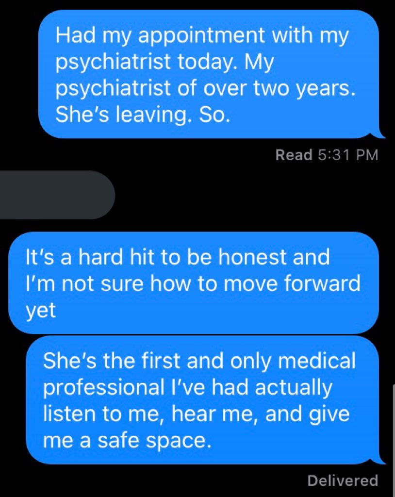 disabilautyy's tweet photo. I’m really not sure how to move forward. Do I try with a new psych at the place I’ve been? Or do I search to see if there’s another place like the one I go to. Because they cover my meds and the majority of the cost of my appt. what am I supposed to do? https://t.co/O3RQB4DDtK