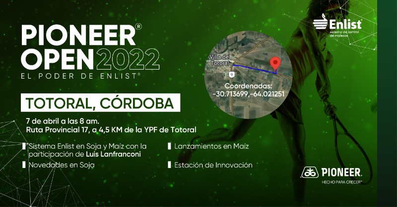 PioneerSemillas's tweet photo. 🎾 🌽 #PioneerOpen llega a Totoral, Córdoba.
Una jornada hecha para que conozcas todo sobre #SistemaEnlist con la participación de Luis Lanfranconi, los últimos lanzamientos en Maíz y Soja.

📍 Ubicación https://t.co/jp9SM6KcOV
💻 Inscribite en https://t.co/Pbffn1DcOl https://t.co/1glKb3e3WF