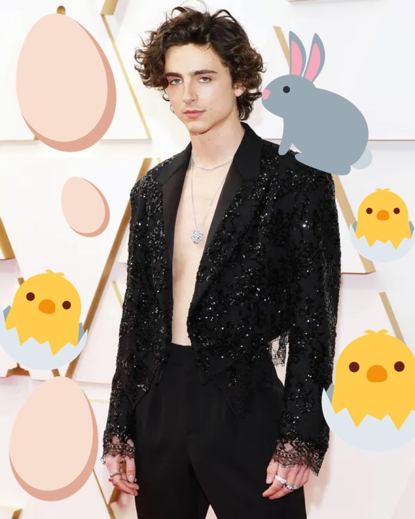eihawk's tweet photo. Y’all upset about that slap, meanwhile Jack Skellington just stole Easter #Oscars2022 @RealChalamet https://t.co/zovY60sjmt