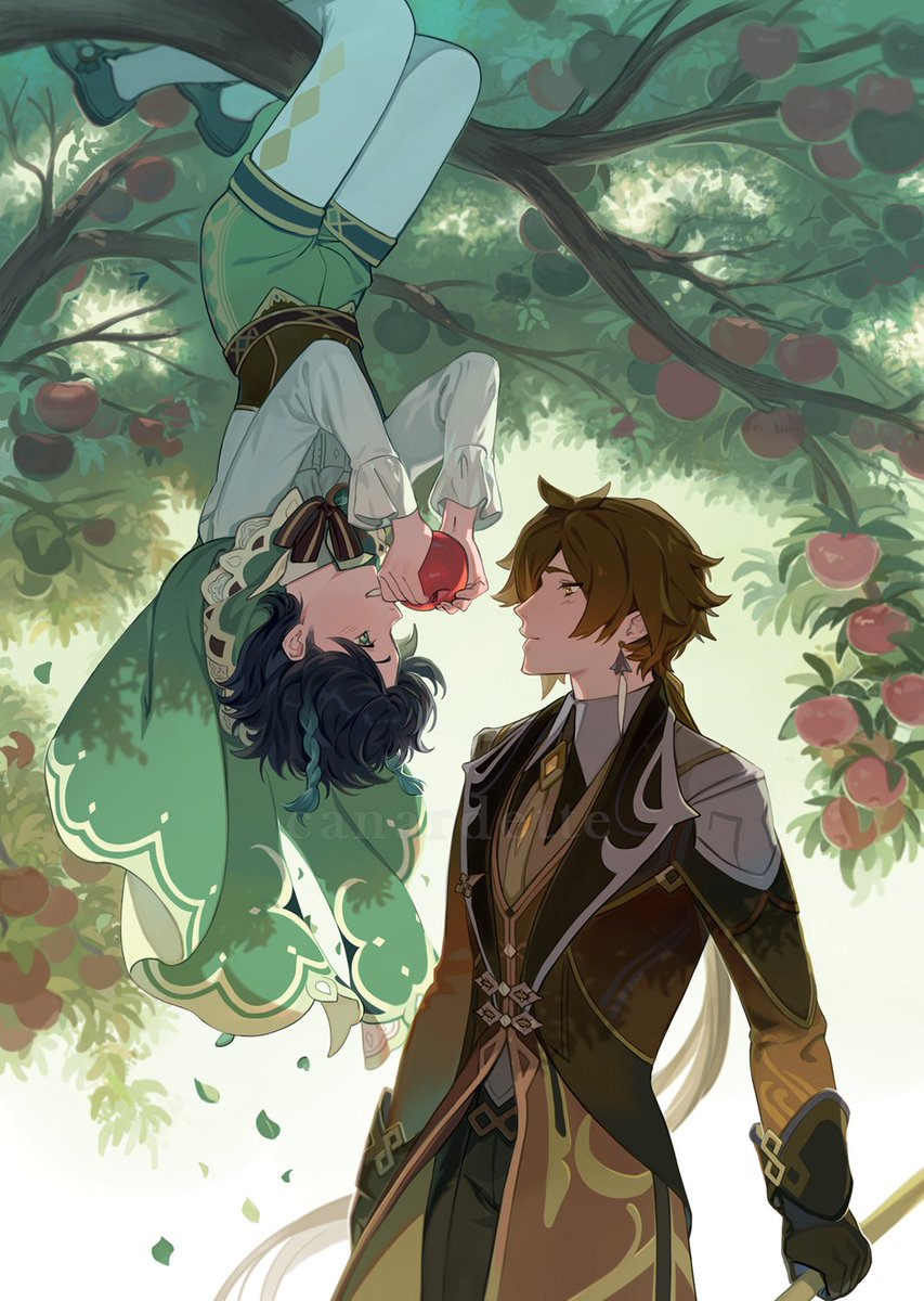 canardette's tweet photo. 🍎 #venti #zhongli https://t.co/X9yRAULkry