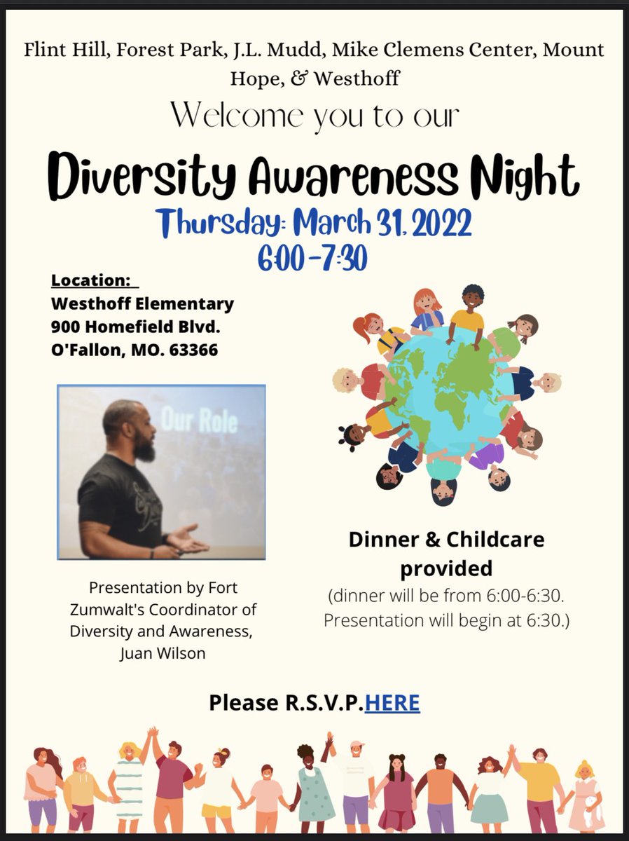 westhoffptc's tweet photo. Diversity Awareness night this Thursday! RSVP here: https://t.co/EhB42XAN8s https://t.co/m2xQEN1WFg