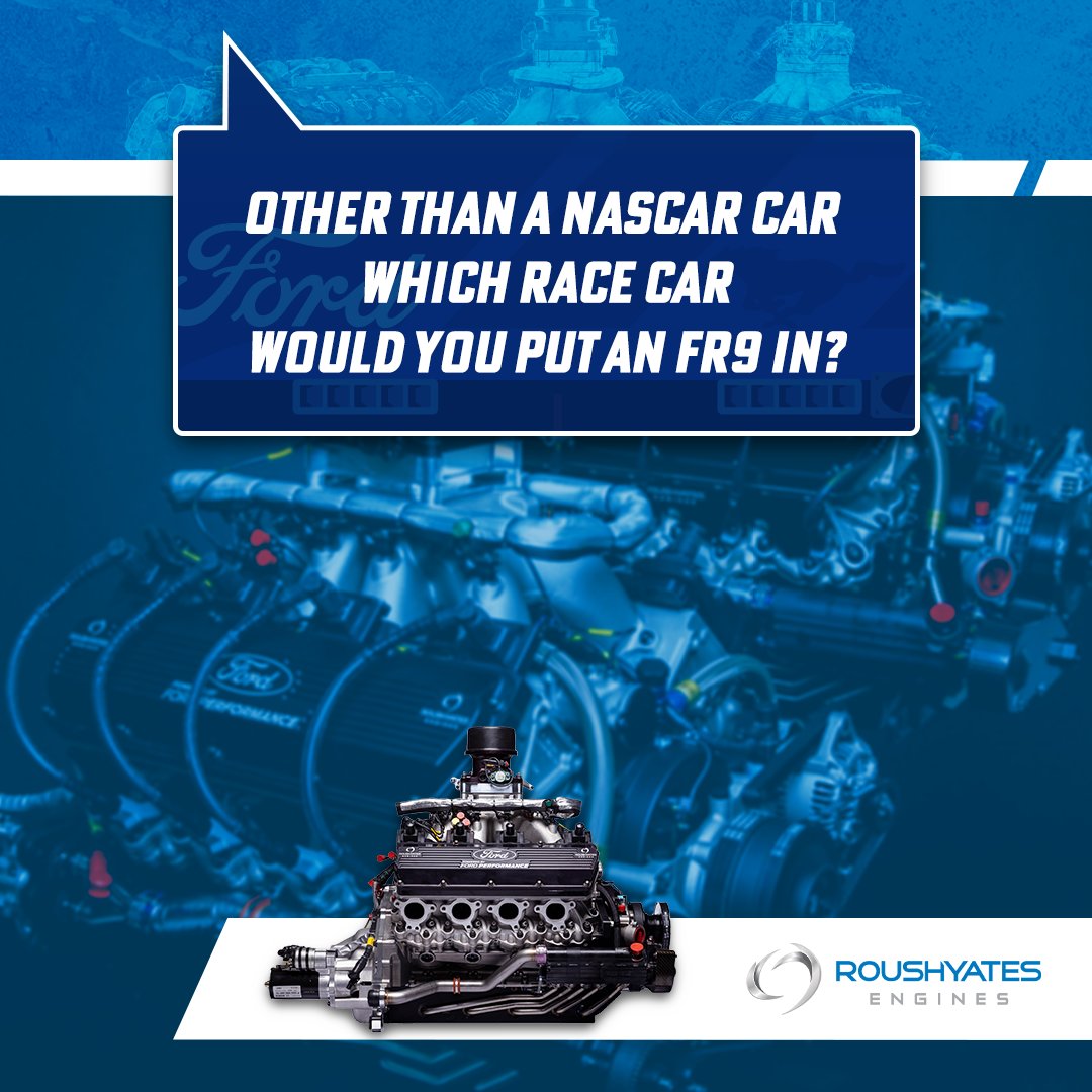 Fictional or real... any Ford race car, any series, any year... what are you imagining an FR9 in? 🐎💪 

Some great examples are <a href="/TheGarageShop20/">Aaron Brown</a>'s Bonneville Speed Week builds (Ford '39 truck, 2010s NASCAR Cup Ford Fusion, '69 Ford Torino Talladega) 

#TuesdayThoughts | #NASCAR