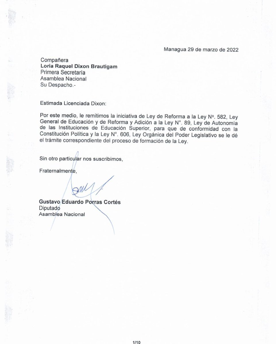 ExpePublico's tweet photo. #SOSNicaragua🇳🇮| Buscan dejar a la #UCA fuera del Consejo Nacional de Universidades (CNU) y de fondos del 6%.

El diputado Gustavo Porras presenta iniciativa de reforma a la Ley General de Educación y a la Ley de Autonomía de las Instituciones de Educación Superior. https://t.co/bpJOKAOGPl
