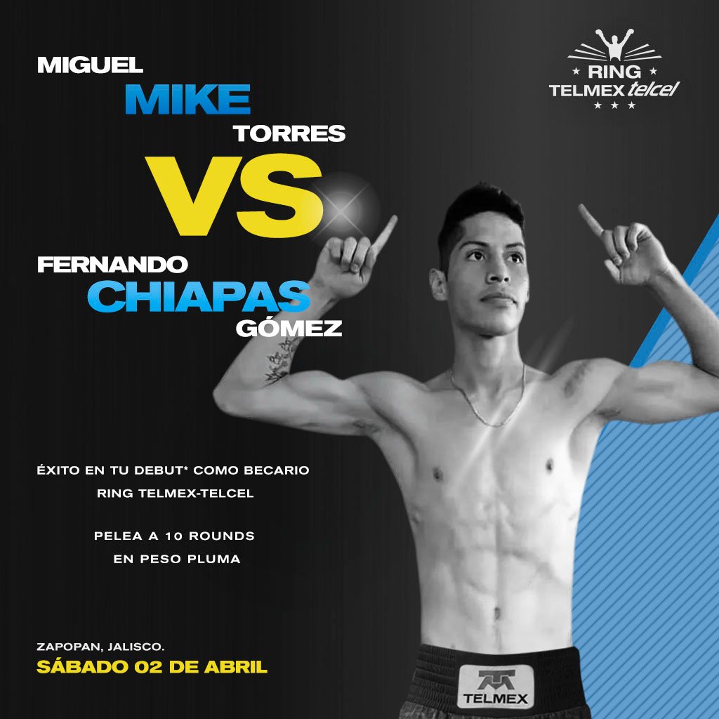 RINGTMXTELCEL's tweet photo. Tenemos doble cartelera esté sábado. 😎🥊
¡Éxito becarios! @oscarduartej y el debut de 𝐌𝐢𝐠𝐮𝐞𝐥 "𝐌𝐢𝐤𝐞" 𝐓𝐨𝐫𝐫𝐞𝐬 como becario 𝐓𝐞𝐥𝐦𝐞𝐱-𝐓𝐞𝐥𝐜𝐞𝐥.
Vamos con todo!!! 🤜💥🤛🔝
#ÓscarDuarte #PesoLigero #Puebla #MikeTorres #DebutBecario #PesoPluma #RingTelmexTelcel https://t.co/j265vv5429