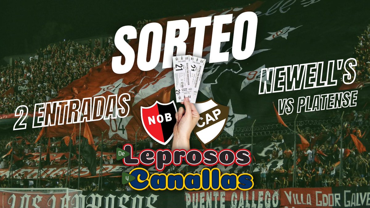 LeprasyCanallas's tweet photo. ¡SORTEO! 🎟️🎁

¡Te regalamos 2 ENTRADAS 🎟️ para ver a #Newells ❤️🖤 ante Platense!

🤔 ¿Qué tenés que hacer para participar? 

✅ Seguí a @LeprasyCanallas
🔄 RT
💬 Mencioná a dos amigos

📅🥁 Sorteamos el 2 DE ABRIL
🤝🏼 Gentileza de @Newells 🔴⚫

¡Participá! 😁🎁🎟️ https://t.co/2w2AvgkEC5