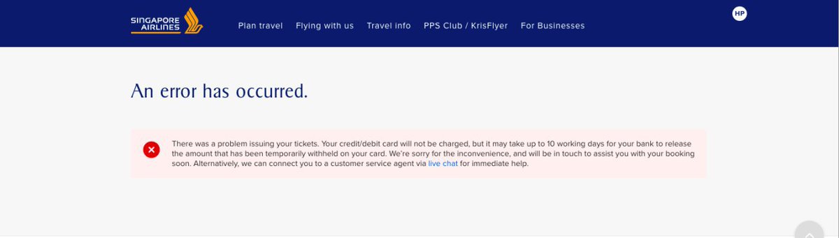 abel_simeon's tweet photo. @SingaporeAir I an unable to confirm my redemption flight, i keep getting this error 
i've tried to use different browsers, different cards 

I've called and used the chatbot; the agents have intentionally dropped the line and chat 
this is incredibly frustrating https://t.co/n5chlZTC5O