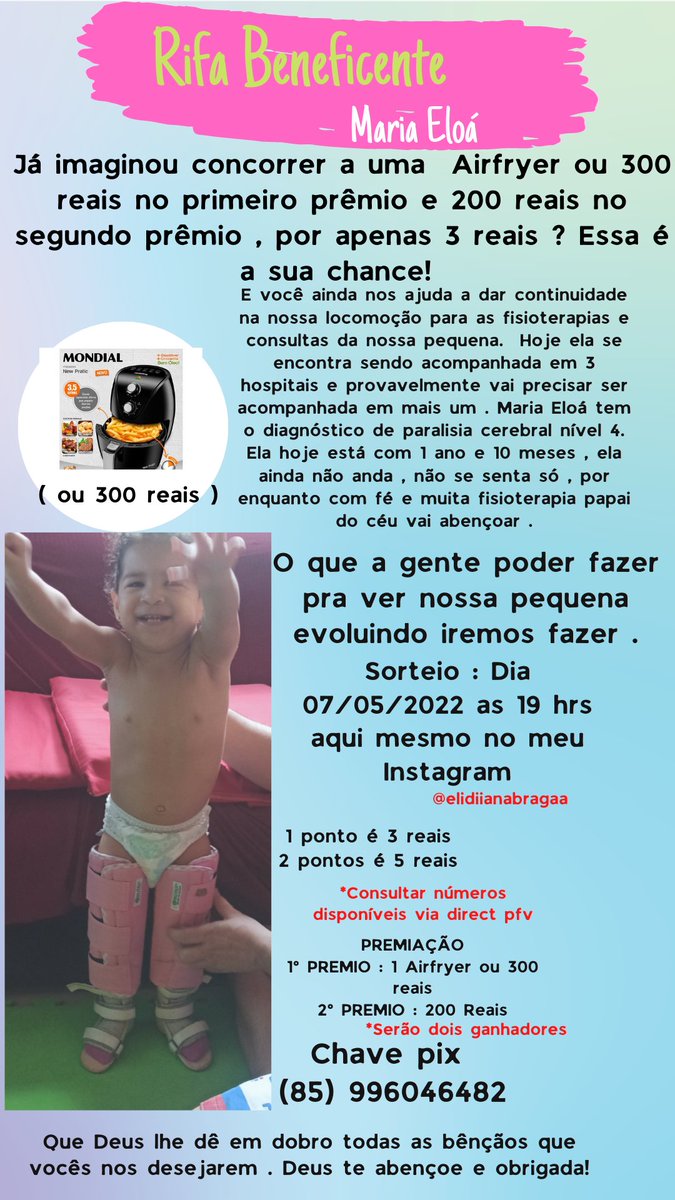 Nós ajude a bater nossa meta ✨🙏💜

<a href="/CEROLZERA/">Cerol</a> <a href="/gessicakayane/">GKAY</a> <a href="/Anitta/">Anitta</a> 

#solidariedade #paralisiacerebral