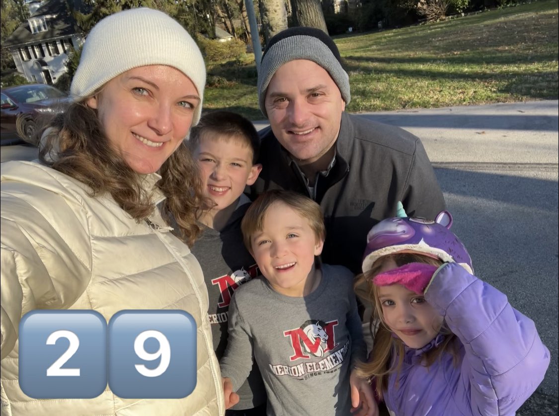 Day 29 ✔️ Got the whole family in on it this time! T-minus 2 more days… 2.6 miles in 45 minutes. #45isTheNew50 #RideOrStrideFor45 #ColonCancerAwarenessMonth @AmCollegeGastro