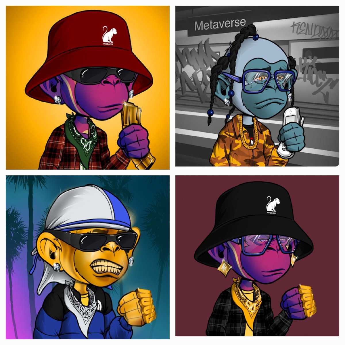 Dynam617's tweet photo. My @hood_apes finally revealed and they're all 🔥🔥🔥 #nft https://t.co/Zo303KSYWP