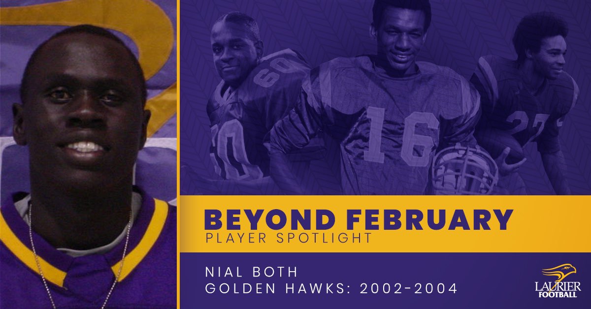 LaurierFootball's tweet photo. Its March 29th, which means another Beyond February feature. This month, we’re showcasing Nial Both. Nial was a Defensive Back at Laurier from 2002-2004. To learn more about Nial, click the link ⬇️. 

🔗: https://t.co/b7D7EddM7t

#SoarAbove https://t.co/tPaFgQ5KlJ