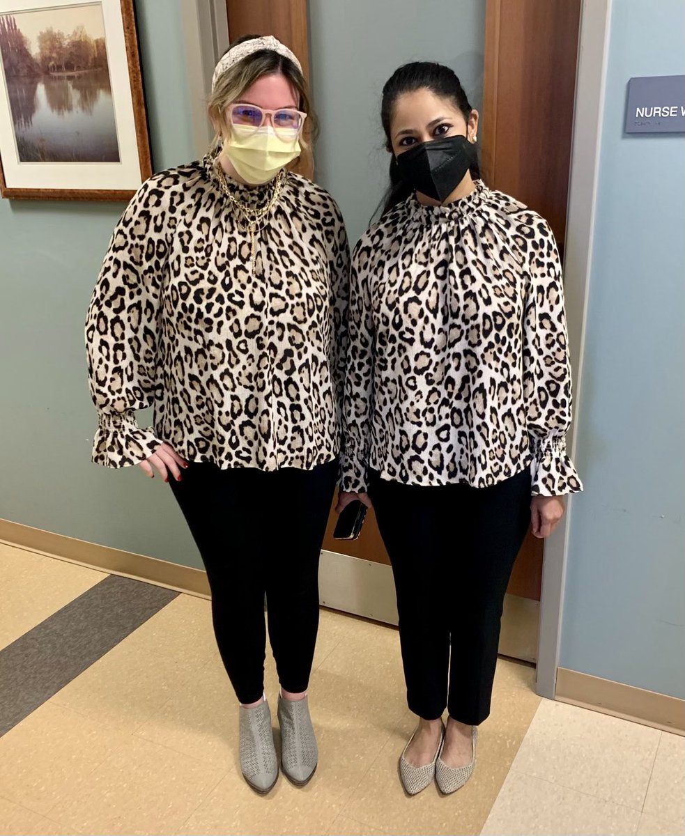 Sonal_MayekarMD's tweet photo. We had our patients doing a double take today. With my associate practice manager #notplanned #twinning #animalprintalldayeveryday #radoncteam @PennRadOnc @PennCancer @LOFT https://t.co/CKSFaPbe2z