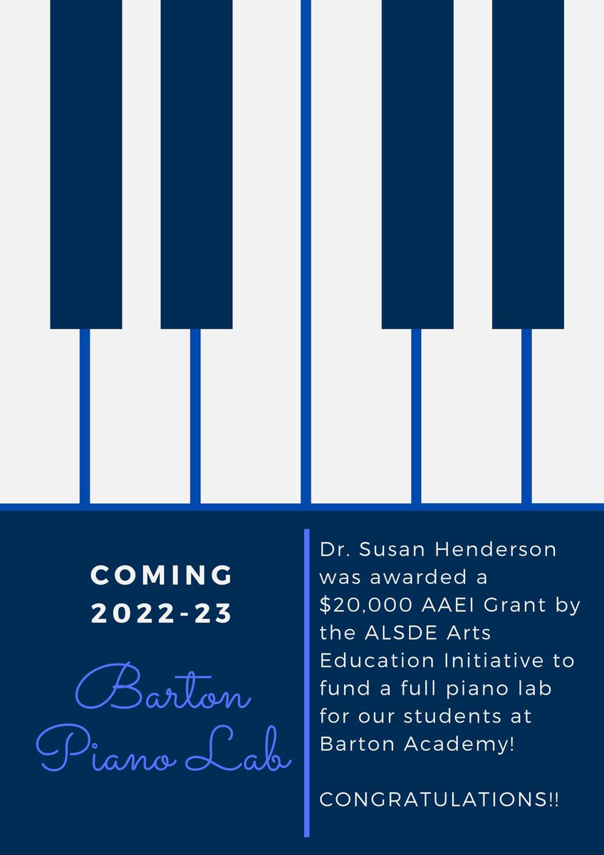 BartonAcademy's tweet photo. We have EXCITING news! Barton Academy for Advanced World Studies has recently been awarded THREE grants that will serve to enrich the learning of our students! #BartonExplorers #undertheBartondome #worldstudies #artseducation #STEAM #PBL https://t.co/rbLpG1Zrfj