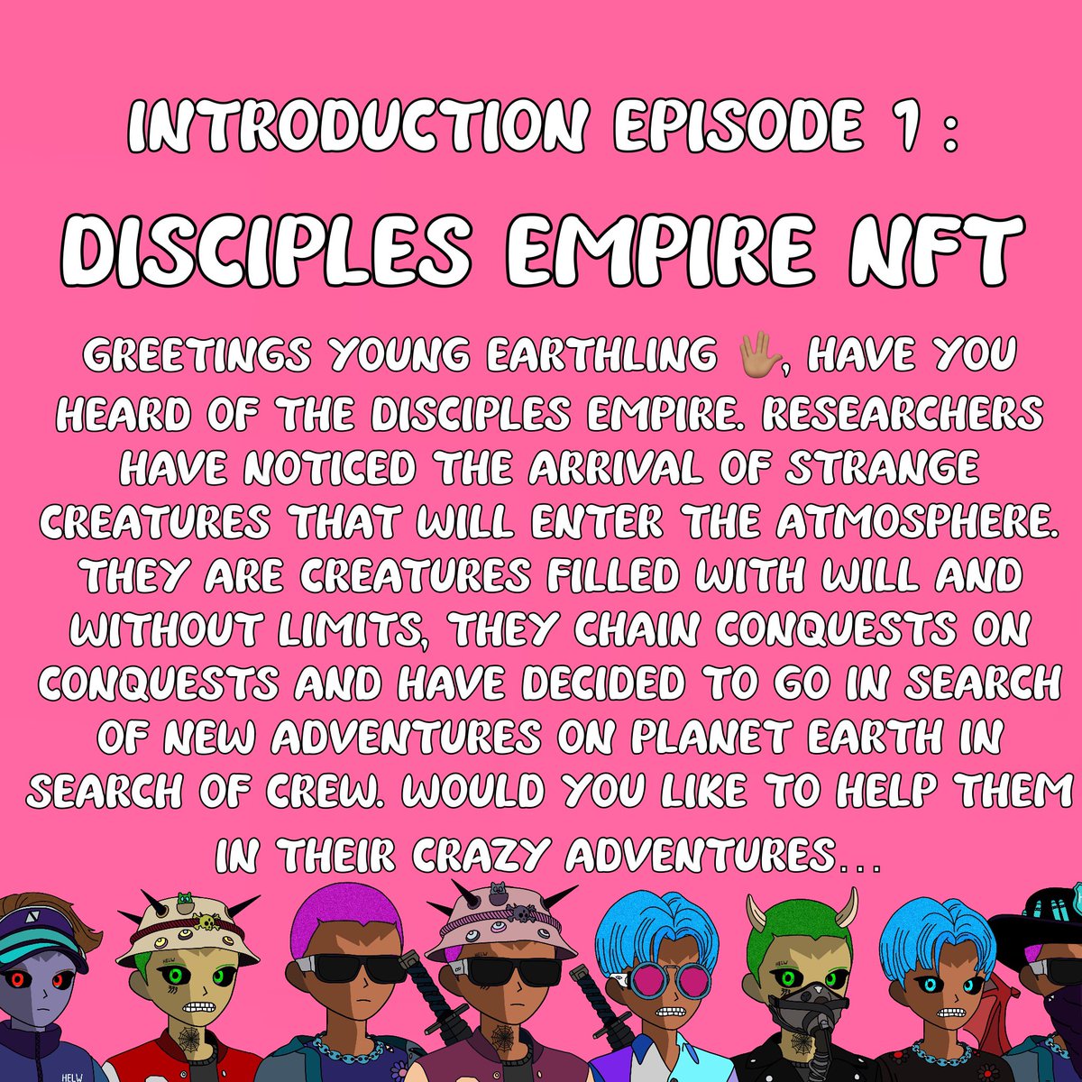 Hey guys 🖖🏽,
This is the introduction of the arrival of the Disciples Empire. 
You will have the opportunity to know them more in depth in the future, don't worry !
#NFT #NFTs #nftart #nftartist #invest #crypto
#cryptocurrency #nftdrop #nftcollectors #nftcollection #nftcrypto