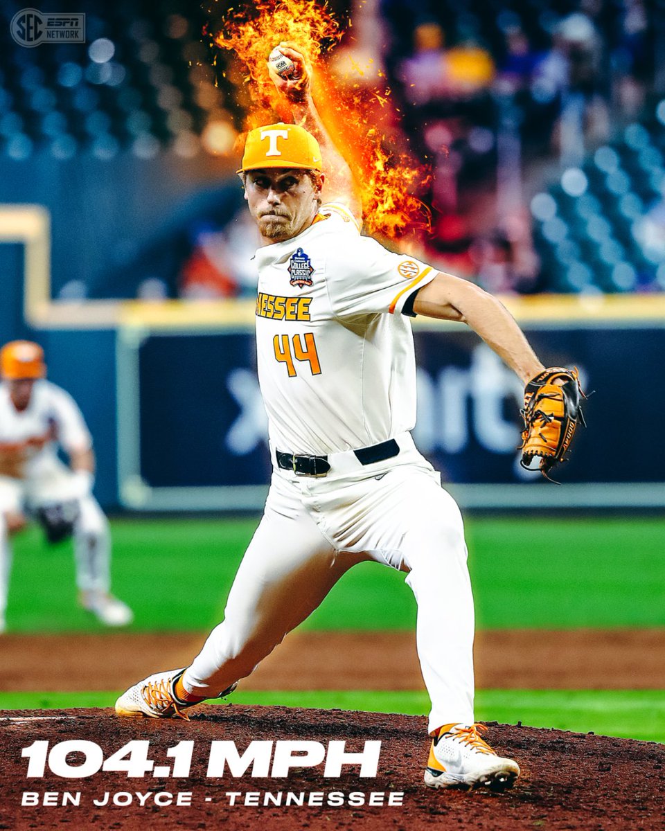 SECNetwork's tweet image. .@Vol_Baseball's Ben Joyce ⛽️️⛽️️

The fastest pitch in MLB last season: 103.4 MPH 😳