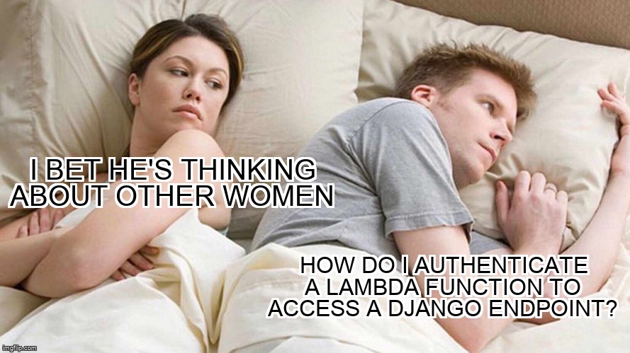 overflow_meme's tweet image. How do I authenticate a Lambda function to access a Django endpoint? stackoverflow.com/questions/7166… #djangoauthentication #django #awslambda