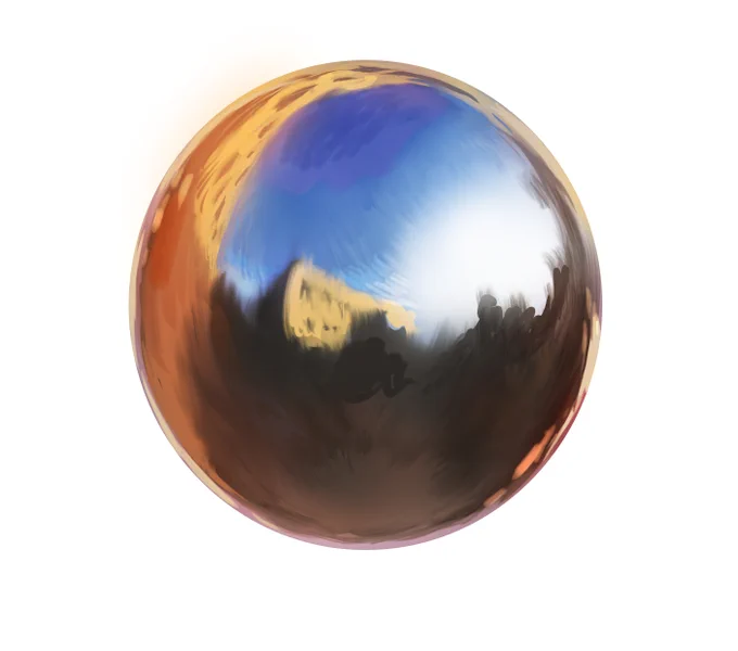 昨晩起きれんかったので朝練。金属球。いいレイヤーの手順がわからないのでまた描く。 