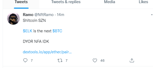 Crypt0Emma's tweet photo. WTF @NftRamo  did you just rug all of your holders and followers? tweeting about $ELK then rugging it right after? Even posted in your alpha group then pulled all the liquidity and deleted all your posts

@The_Habibiz @NftRamo you got some explaining to do WTF https://t.co/b2G0jIU6E1