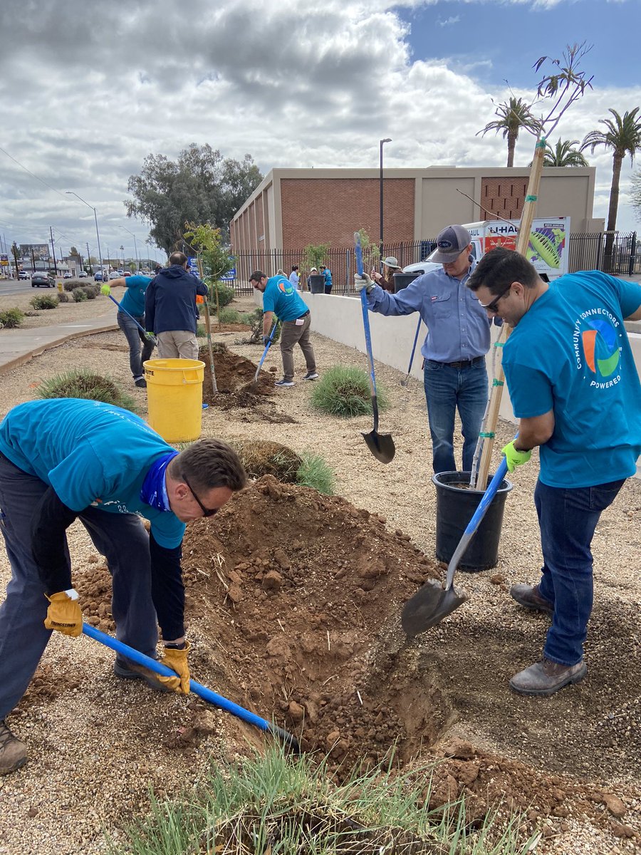APS_Bravo's tweet image. Another great @apsfyi community tree program planting event today. Thanks to partnership &amp;amp; support of @TreesMatterAZ, @OsbornSchools, board member @AguilarYlenia, @apsfyi CEO @jeffguldner &amp;amp; volunteers, we planted 40 trees at Longview Elementary. #Community #HeatRelief #TreeEquity