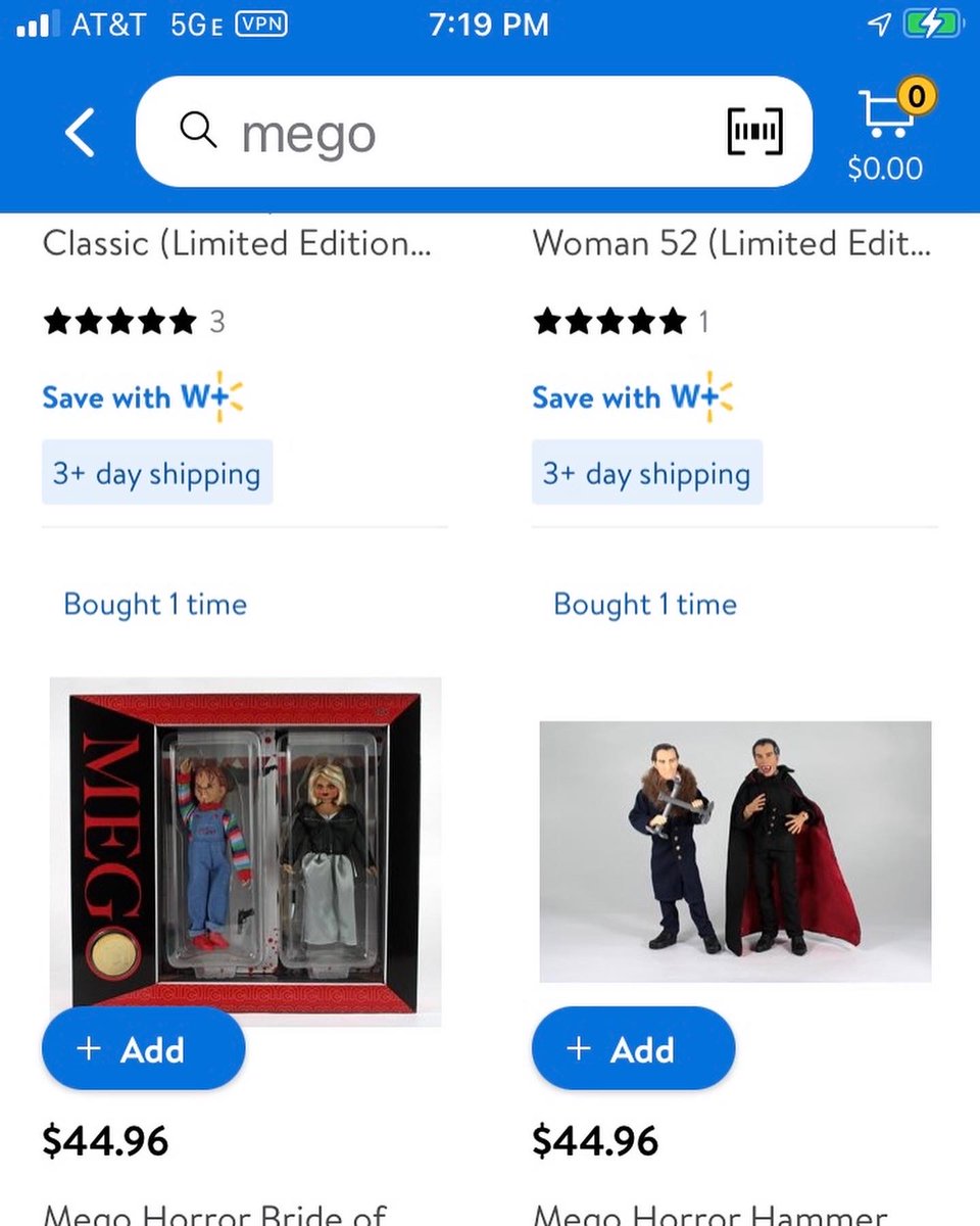 Mego Horror 2 packs now available online <a href="/walmart/">Walmart</a>!   Hammer Horror 2 pack! Chucky and Tiffany 2 pack!! Boxed Toxic Avenger and Mole People are also back in stock! Also Ultra7 and Aang! walmart.com/search?q=mego&… #MakeMineMego <a href="/MegoMuseum/">Mego Museum</a> <a href="/totaltoyrecon/">Total Toy Recon</a> <a href="/Toyshiz/">ToyShiz</a>