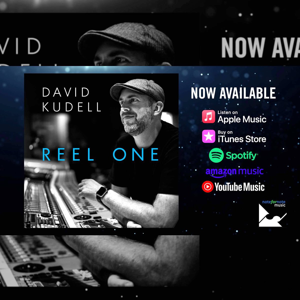 NotefornoteEnt's tweet photo. 🎧NOW STREAMING🎧
REEL ONE 🎼 by @DavidKudell

Stream/Download https://t.co/zBCVpLPzxD
REEL ONE is a fascinating collection of melodic film/TV themes dedicated to fans of film music. Judges JJ Abrams &amp; Ramin Djawadi selected him out of 11,000 entries in the Westworld Competition! https://t.co/nUivM43r2f