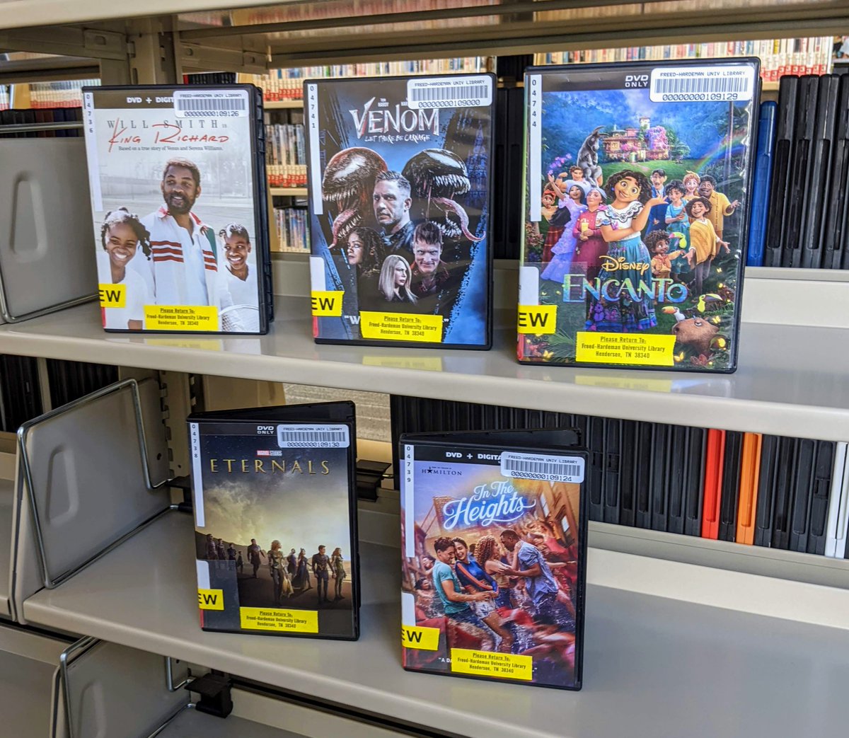 fhulibrary's tweet photo. We just added 10 new FLIX!

King Richard
Venom: Let There Be Carnage
Encanto
Eternals
In the Heights
Redeeming Love
Respect
Shang-Chi and the Legend of the Ten Rings
Free Guy
Dune https://t.co/lWSUYANH7P