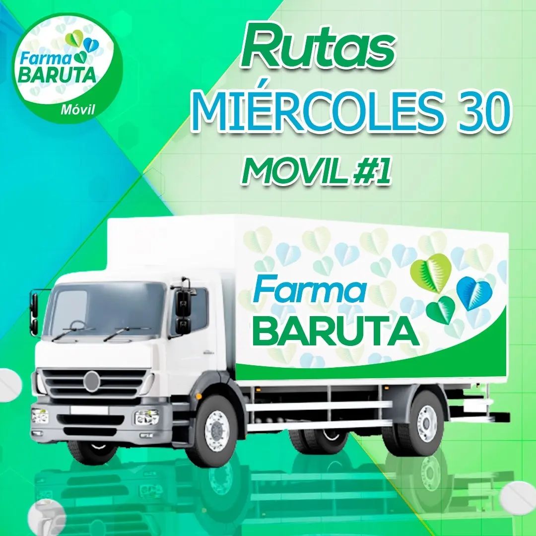 GeorgetteTop's tweet photo. Este miércoles #30Ma, sigue la ruta de #FarmaBarutaMovil 🚚, para adquirir tus medicamentos a precios solidarios. https://t.co/fNOigjStI3