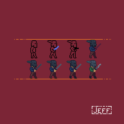 Jeffpixelart's tweet photo. I don't know how people think digital art is produced, but it takes a long time and you probably won't even look at this post twice. 
#pixelart #gameart #indiedev #characterdesign https://t.co/6EZiVGaFeY