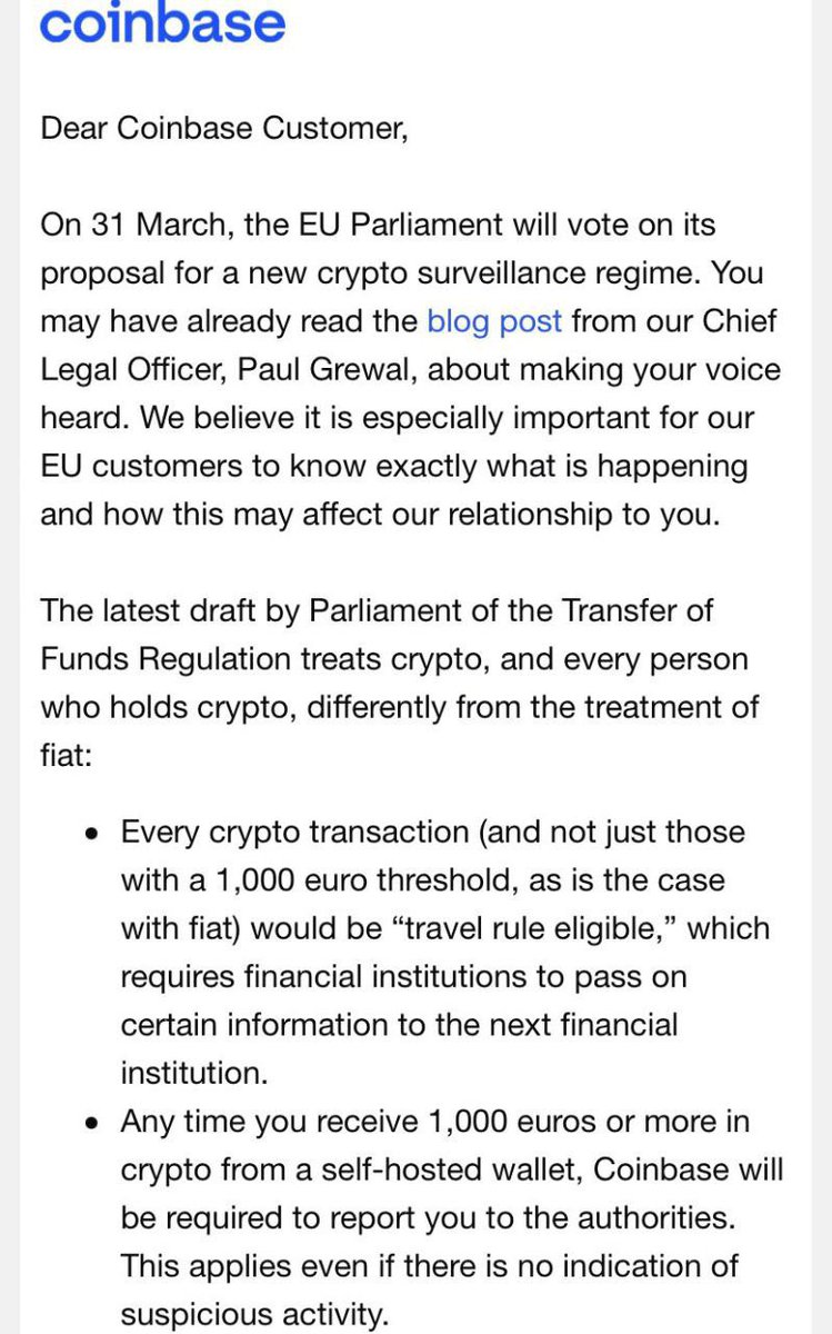 RugDocIO's tweet photo. 1)The EU is introducing harsh legislation against crypto yet again, after a narrow vote rejected limiting POW crypto (like $BTC) just two weeks ago

These laws stifle innovation, harm a budding economy, and don’t effectively address the money laundering concerns, they propose to https://t.co/pfDBJehVAx