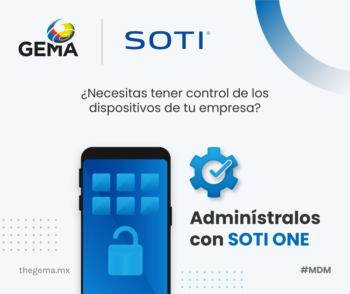 TheGemaLatam's tweet photo. Y ¿Si los dispositivos de tu empresa corrieran solo las aplicaciones que los empleados necesitan?
De seguro la productividad se elevaría como nunca antes.
Conoce más aquí: https://t.co/m1YSPkzei5
#MDM #Administracióndedispositivosmoviles #SOTIMobiControl #SOTI https://t.co/uULmXJqEIA