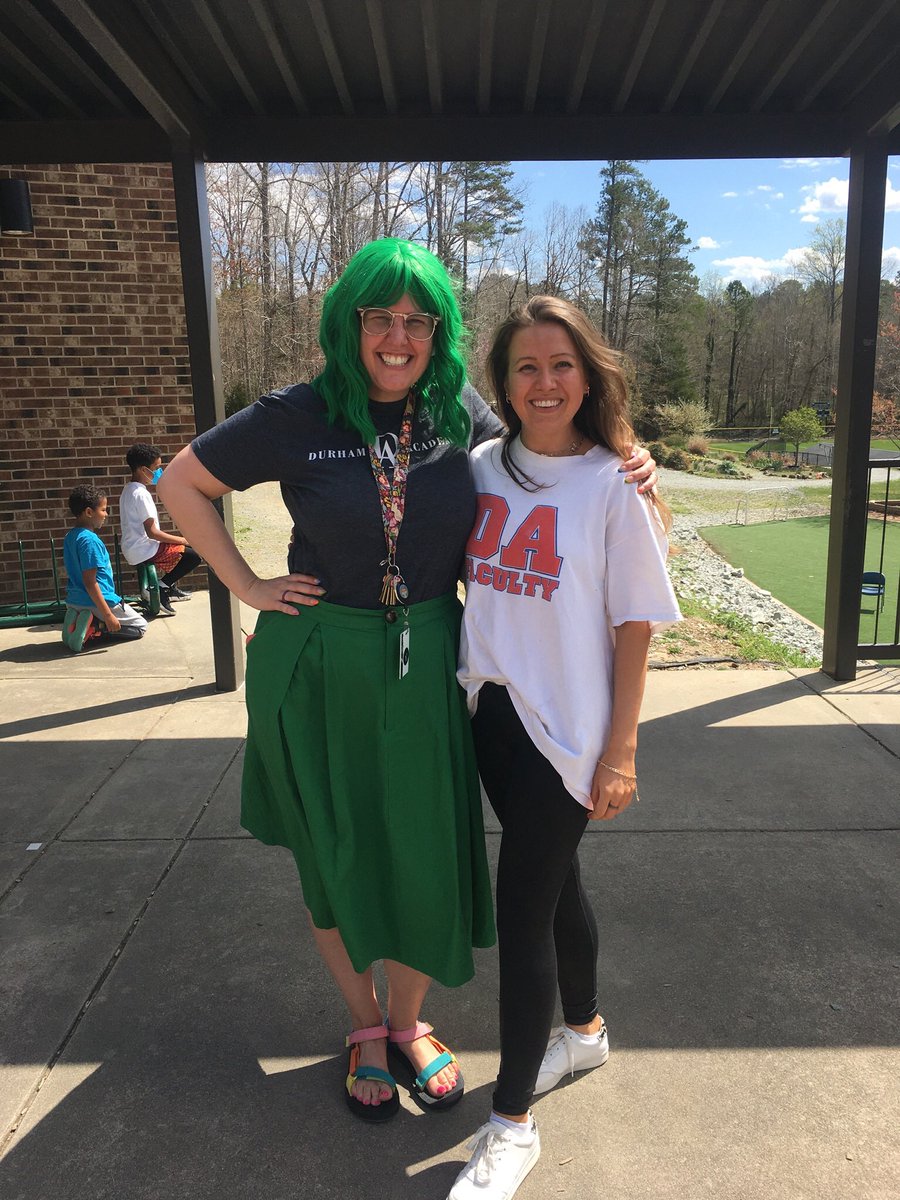 ElizabethParryS's tweet photo. Happy belated spirit week from the kindergarten koala and 2nd grade hero class teachers #wheresmywig https://t.co/vTEAEhaHxW