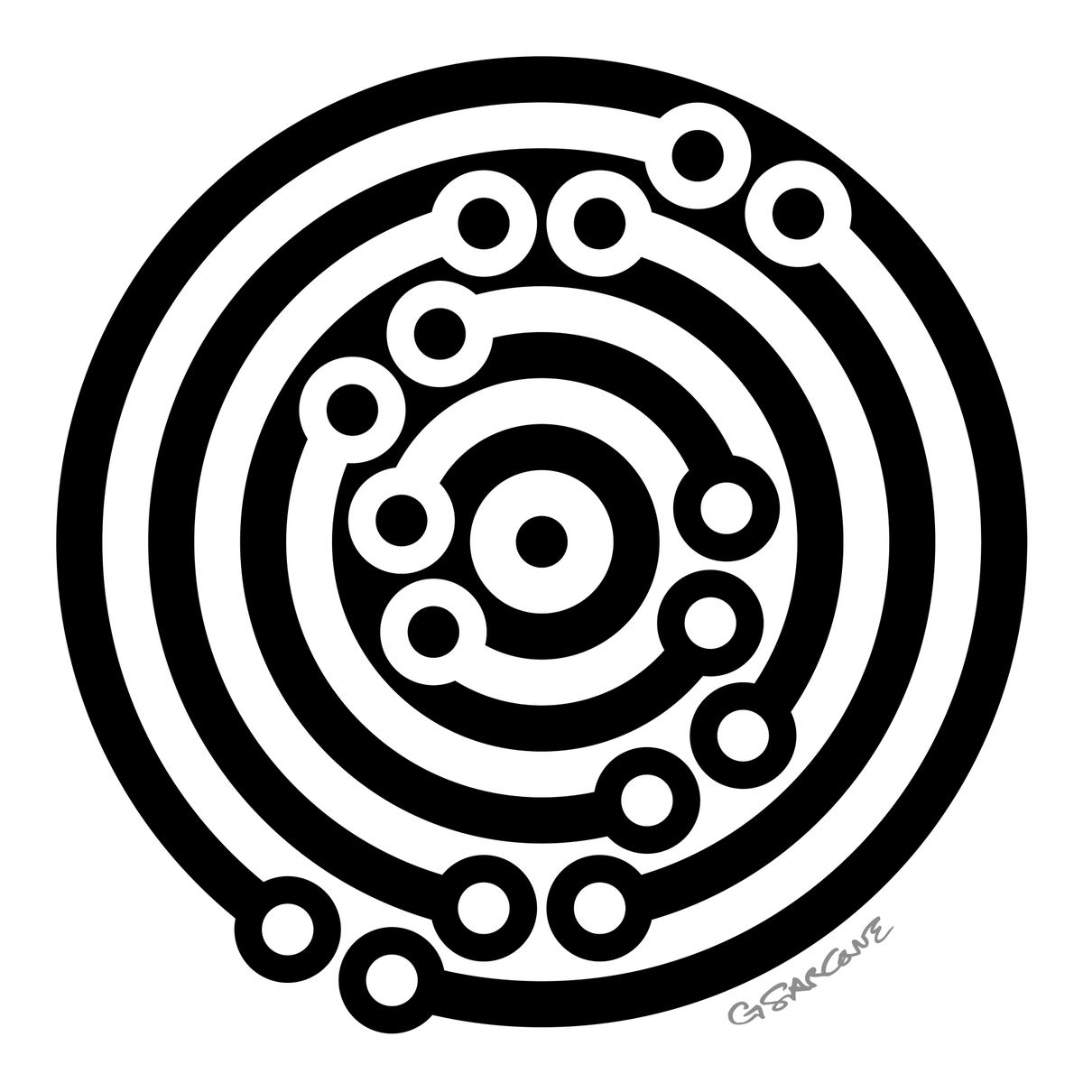 gsarcone's tweet photo. My New Minimal Op Art Work: Magic Charm
Intriguing visual figure / ground effect: Are there 4 black bangles or 4 white bangles?
Available as t-shirts and posters from my online gallery: https://t.co/XBsCdkMsWm
#opart #figureground #opticalillusion #visualeffect #zen #tshirts https://t.co/jaWY4Q7X6e