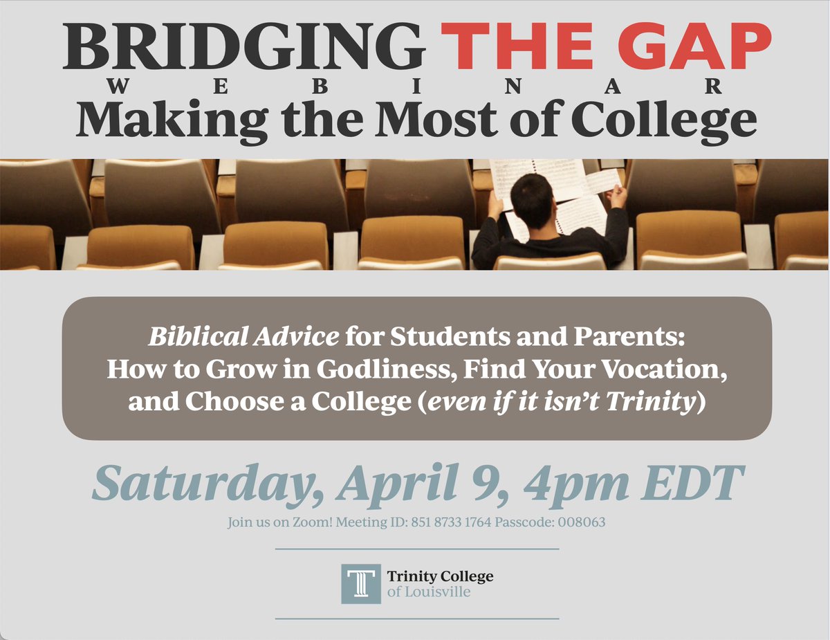 Mark your calendar: Bridging the Gap, a FREE webinar for students and parents. Saturday, April 9, 4pm.
