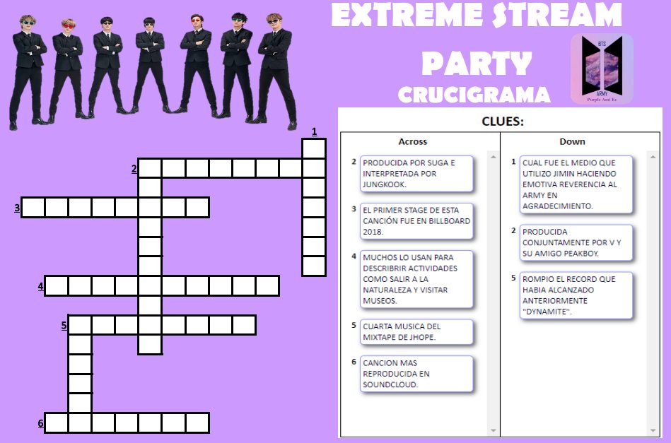 purpleamiec's tweet photo. 💜EXTREME STREAM PARTY💜 

Dinámica
Crucigrama 

Playlists: https://t.co/VIsRd837VN

https://t.co/1pHVyTkXTn

Comenta tu ss haciendo stream + los #!

#ExtremeStreamPartyEc
@BTS_twt
 
JaySide💚📍 https://t.co/7UUwv4YR0m
