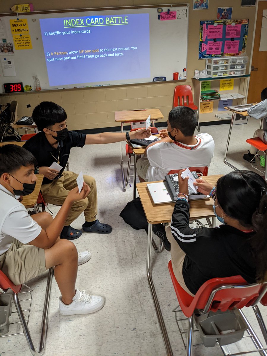 MisterWippel's tweet photo. Index card battle! Students started to learn the basics of ROTATIONS on the coordinate plane, first by memorizing clockwise/counter-clockwise graphics. They transferred each major rotation onto index cards and quizzed each other! @IMS_Indians @collierschools https://t.co/6hPMb3Pm3E