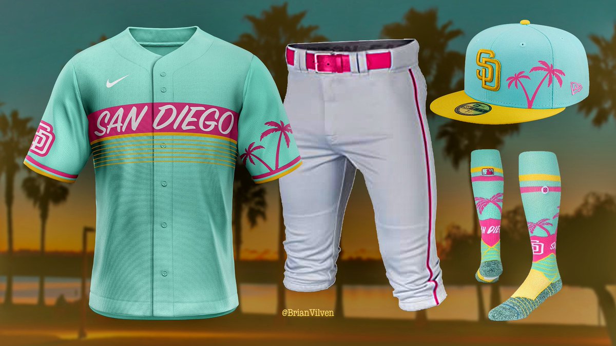 Brian Vilven on X: Here's a Padres City Connect mockup based on the leaked  socks. Better than I was expecting those socks to look as a uniform, but  definitely feels more Miami